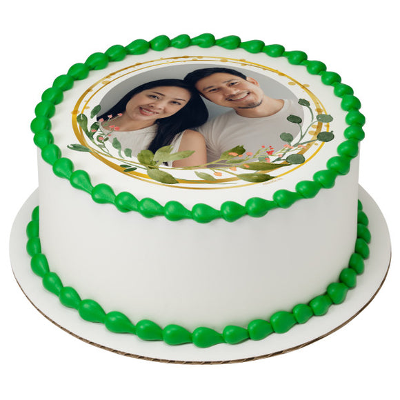 Leaves Circle PhotoCake® Edible Image® Frame - EIC26901