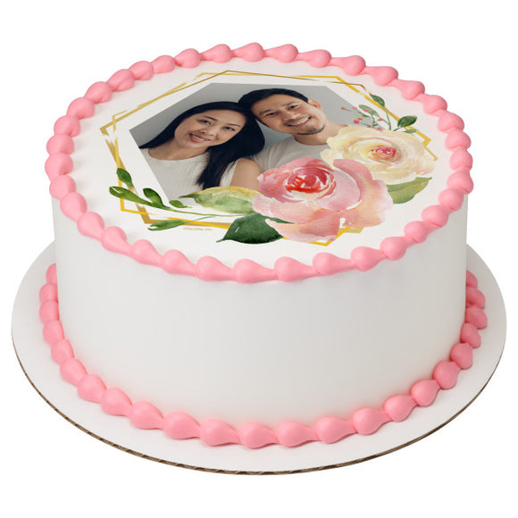 Floral Geometric PhotoCake® Edible Image® Frame - EIC27076