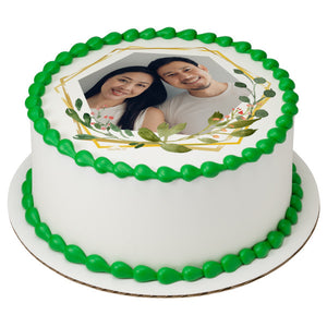 Leaves Geometric PhotoCake® Edible Image® Frame - EIC27077