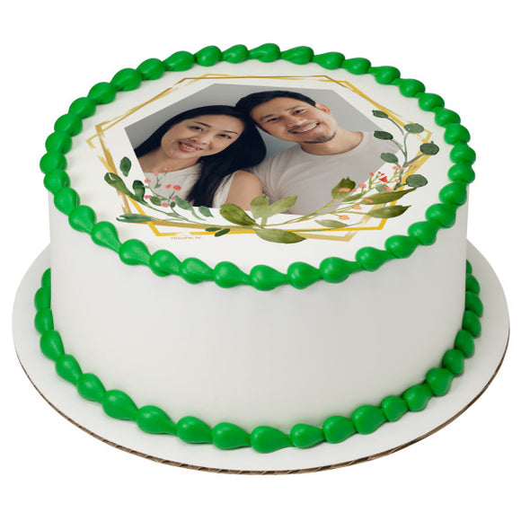 Leaves Geometric PhotoCake® Edible Image® Frame - EIC27077