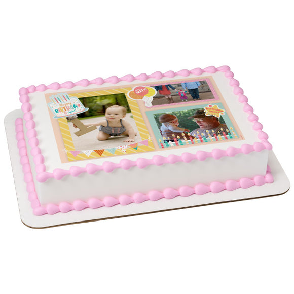 Happy Birthday Collage PhotoCake® Edible Image® Frame - EIC27380