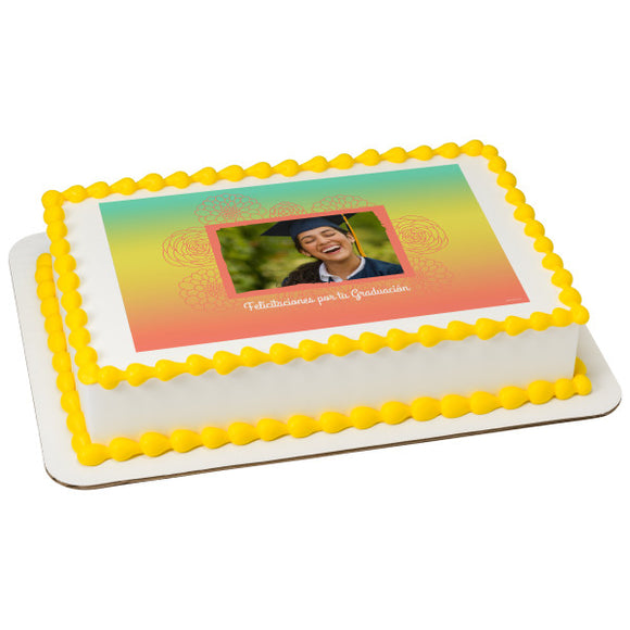 Felicitaciones por tu Graduación Floral PhotoCake® Edible Image® Frame - EIC28551