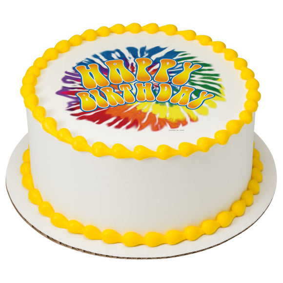 Tie Dye Groovy Birthday PhotoCake® Edible Image® - EIC442