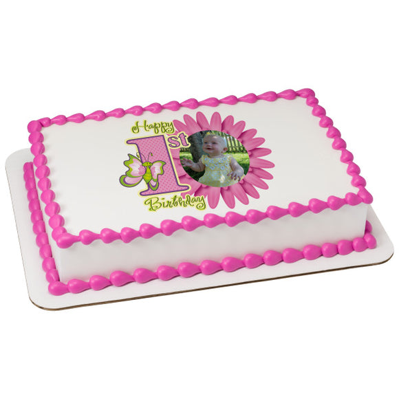 First Birthday Butterfly PhotoCake® Edible Image® Frame EIC19460