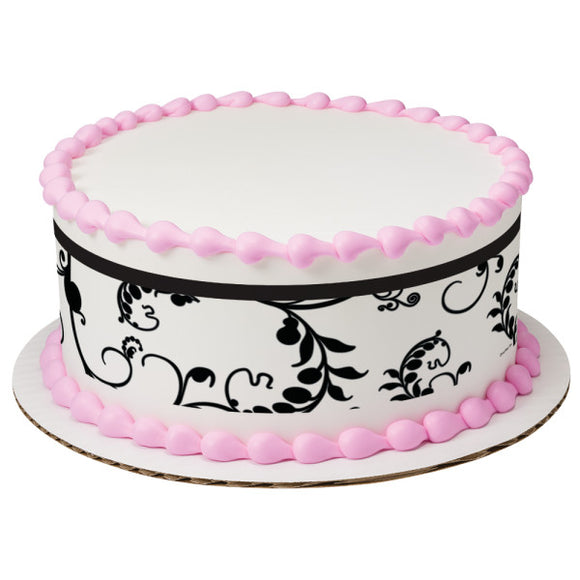 Black Scroll PhotoCake® Edible Image® Strips EIC20202