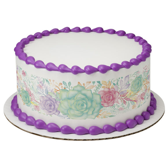 Fresh Rain Watercolor PhotoCake® Edible Image® Strips EIC22550