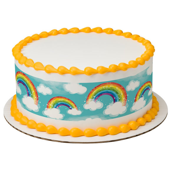 Rainbow with Clouds PhotoCake® Edible Image® Strips EIC23267