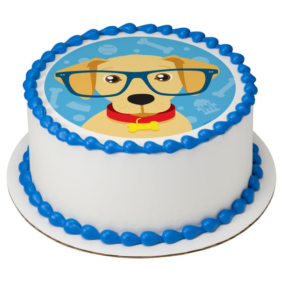 Puppy With Glasses PhotoCake® Edible Image® - EIC25753