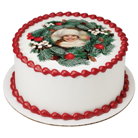 Holiday Wreath PhotoCake® Edible Image® Frame EIC25948