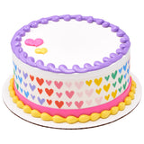 Bright Rainbow Hearts PhotoCake® Edible Image® Strips EIC26359