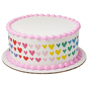 Bright Rainbow Hearts PhotoCake® Edible Image® Strips EIC26359