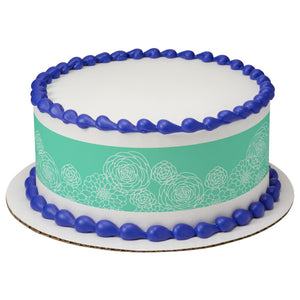 Green Garden Floral PhotoCake® Edible Image® Strips - EIC28585