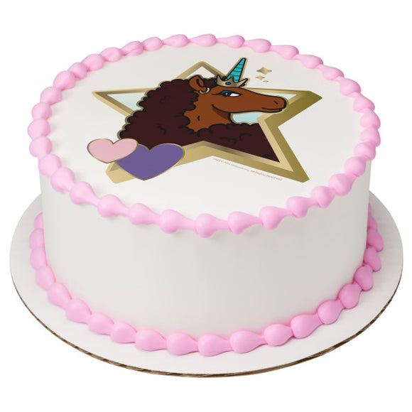 Afro Unicorn Unique PhotoCake® Edible Image® EIC28723