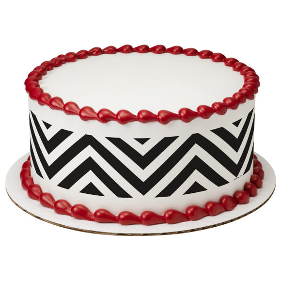 Black & White Chevron PhotoCake® Edible Image® Strips EIC484
